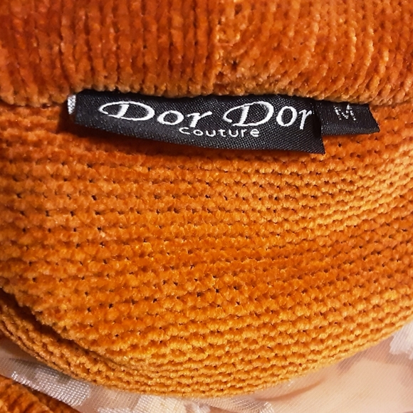 Dor Dor Couture Chenille Floral Burnout Stripe Poncho - Picture 6 of 7